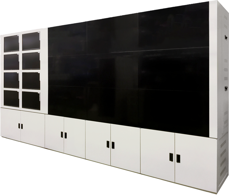 19インチラックとディスプレイ収納部一体構造